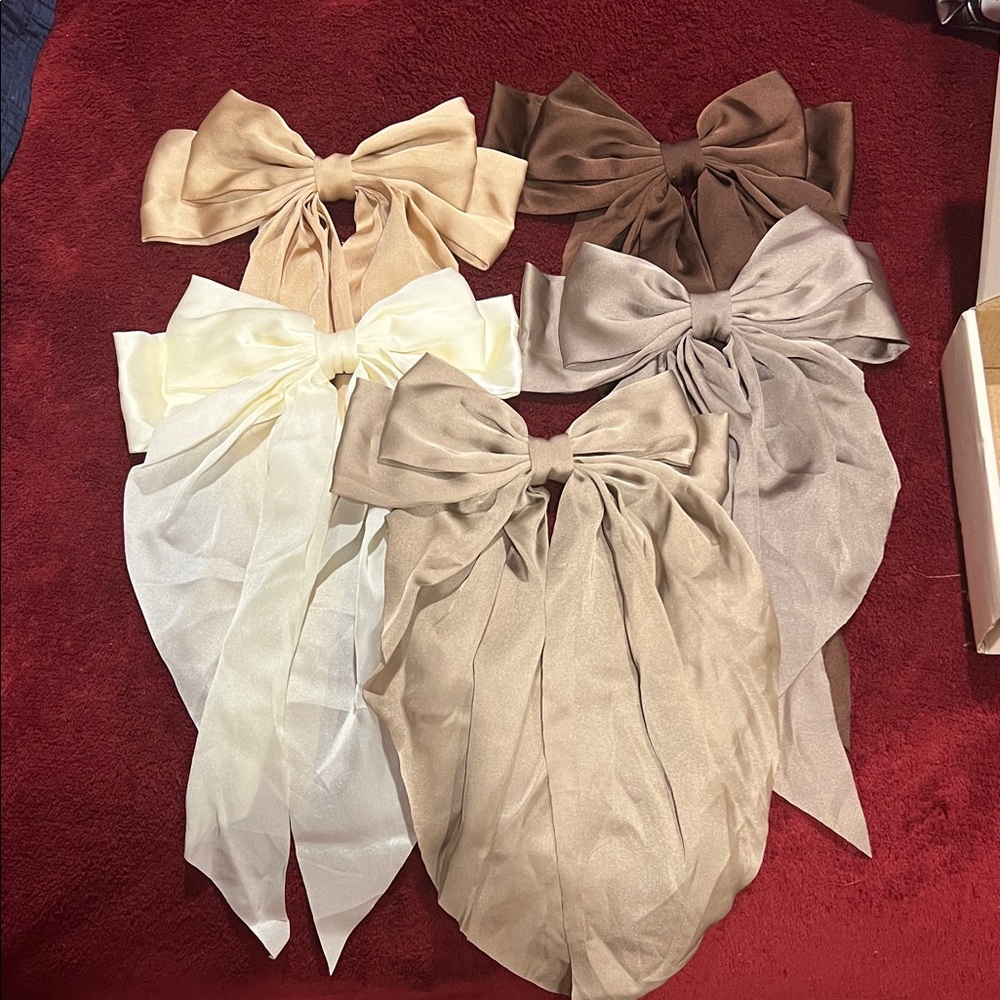 5 Elegant Bow Hair Clips Set in Box